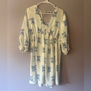 NWT Floral White and Blue Dress